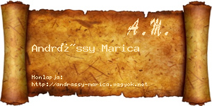 Andrássy Marica névjegykártya